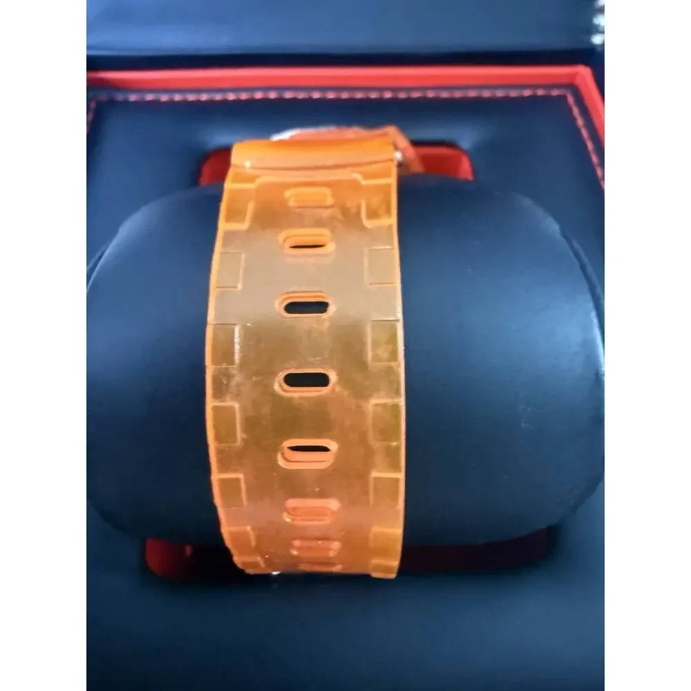 Romero Britto Woman Watch Orange Jelly Strap Rhinestone Bezel Untested